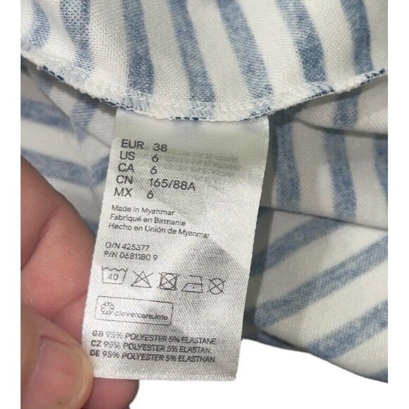 H&M DIVIDED Women's Size 6 Blue White Striped Nautical Dress Sundress - Picture 10 of 12